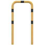 Anti-nudge hoop | steel tube  76 mm | yellow / black | total width: 750 mm | height above ground: 1500 mm | for casting in concrete